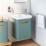 VitrA Sento Lavabo Dolabı, 50 cm, Bir Kapaklı, Dar, Aydınlatmalı, Mat Fiyord Yeşili, Sol - Görsel 6