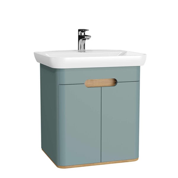 VitrA Sento Lavabo Dolabı, 65 cm, İki Kapaklı, Aydınlatmalı, Mat Fiyord Yeşili