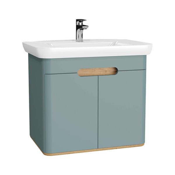 VitrA Sento Lavabo Dolabı, 80 cm, İki Kapaklı, Aydınlatmalı, Mat Fiyord Yeşili