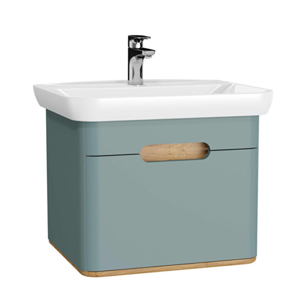 VitrA Sento Lavabo Dolabı, 65 cm, Bir Çekmeceli, Aydınlatmalı, Mat Fiyord Yeşili