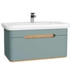 VitrA Sento Lavabo Dolabı, 100 cm, Bir Çekmeceli, Aydınlatmalı, Mat Fiyord Yeşili