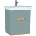 VitrA Sento Lavabo Dolabı, 65 cm, İki Çekmeceli, Aydınlatmalı, Mat Fiyord Yeşili