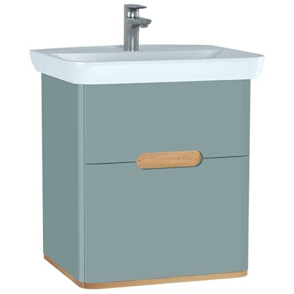 VitrA Sento Lavabo Dolabı, 65 cm, İki Çekmeceli, Aydınlatmalı, Mat Fiyord Yeşili