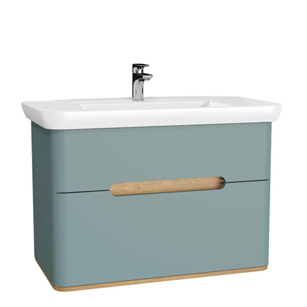 VitrA Sento Lavabo Dolabı, 100 cm, İki Çekmeceli, Aydınlatmalı, Mat Fiyord Yeşili