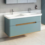 VitrA Sento Lavabo Dolabı, 130 cm, İki Çekmeceli, Çift Hazneli Lavabolu, Aydınlatmalı, Mat Fiyord Yeşili - Görsel 6