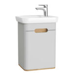 VitrA Sento Lavabo Dolabı, 50 cm, Bir Kapaklı, Dar, Aydınlatmalı, Mat Açık Gri, Sol