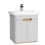 VitrA Sento Lavabo Dolabı, 65 cm, İki Kapaklı, Aydınlatmalı, Mat Açık Gri