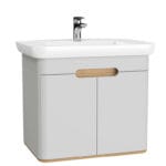 VitrA Sento Lavabo Dolabı, 80 cm, İki Kapaklı, Aydınlatmalı, Mat Açık Gri
