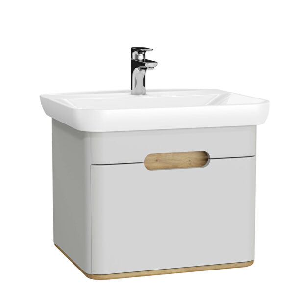 VitrA Sento Lavabo Dolabı, 65 cm, Bir Çekmeceli, Aydınlatmalı, Mat Açık Gri
