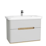 VitrA Sento Lavabo Dolabı, 100 cm, İki Çekmeceli, Aydınlatmalı, Mat Açık Gri