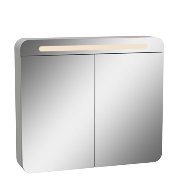 VitrA Sento Dolaplı Ayna, 80 cm, İki Kapaklı, Aydınlatmalı, Mat Açık Gri
