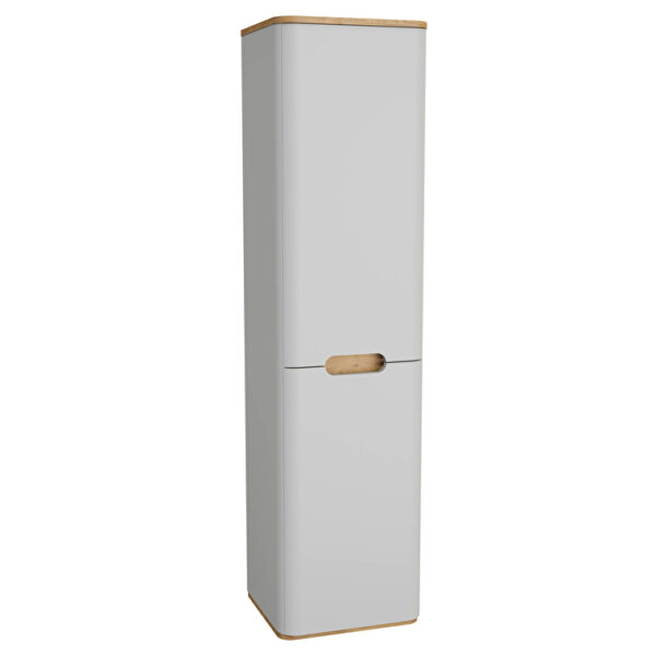 VitrA Sento Boy Dolabı, 40 cm, İki Kapaklı, Çamaşır Sepetli, Prizli, Mat Açık Gri, Sağ