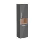 VitrA Root Flat Boy Dolabı, 40 cm, İki Kapaklı, Kısa, Çamaşır Sepetli, Parlak Antrasit, Sağ