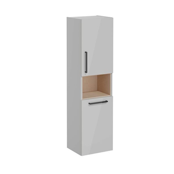 VitrA Root Flat Boy Dolabı, 40 cm, İki Kapaklı, Kısa, Çamaşır Sepetli, Parlak İnci Grisi, Sağ