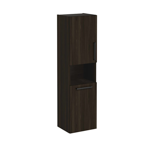 VitrA Root Flat Boy Dolabı, 40 cm, İki Kapaklı, Kısa, Çamaşır Sepetli, Ceviz, Sol