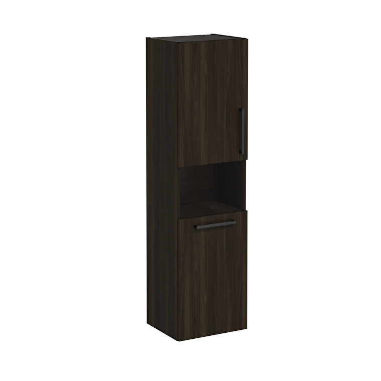 66234_54248a6d9cb826ab636bb9315cab614ee300a2a8-1.jpg VitrA Root Flat Boy Dolabı, 40 cm, İki Kapaklı, Kısa, Çamaşır Sepetli, Ceviz, Sol - Görsel 1