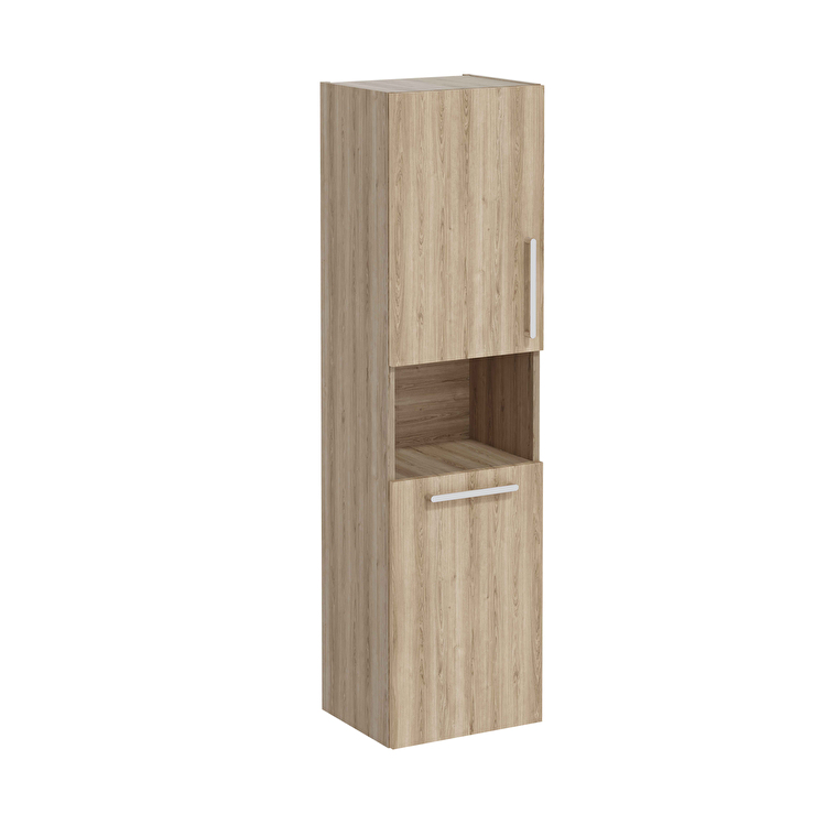 66235_fb095ea7d6993ae93f751cd8c23b31ff22e76cb4-1.jpg VitrA Root Flat Boy Dolabı, 40 cm, İki Kapaklı, Kısa, Çamaşır Sepetli, Doğal Meşe, Sol - Görsel 1