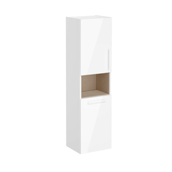VitrA Root Flat Boy Dolabı, 40 cm, İki Kapaklı, Kısa, Çamaşır Sepetli, Parlak Beyaz, Sol