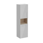 VitrA Root Flat Boy Dolabı, 40 cm, İki Kapaklı, Kısa, Çamaşır Sepetli, Parlak İnci Grisi, Sol