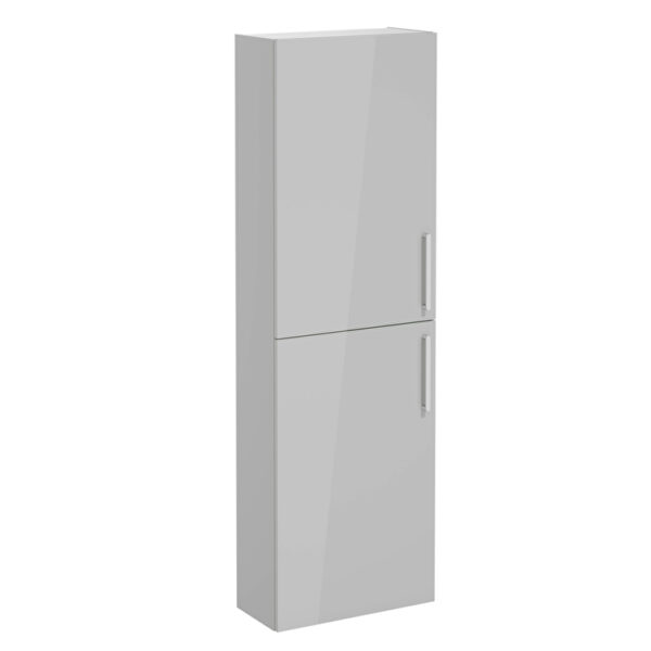 VitrA Root Flat Boy Dolabı, 55 cm, İki Kapaklı, Dar, Parlak İnci Grisi