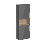 VitrA Root Flat Boy Dolabı, 55 cm, İki Kapaklı, Dar, Kısa, Parlak Antrasit