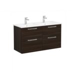 VitrA Root Flat Lavabo Dolabı, 120 cm, Dört Çekmeceli, Köşeli Lavabo, Ceviz - Görsel 2