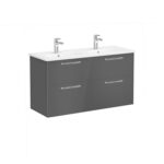 VitrA Root Flat Lavabo Dolabı, 120 cm, Dört Çekmeceli, Yuvarlak Lavabo, Parlak Antrasit - Görsel 2