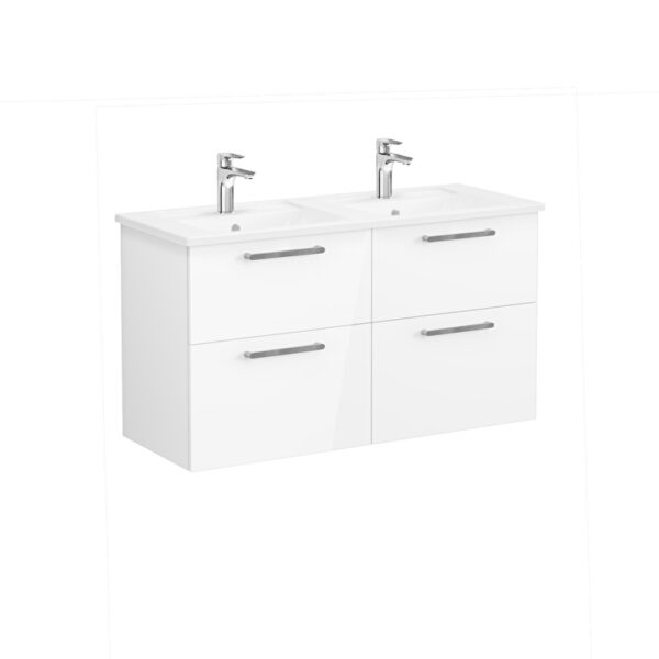 VitrA Root Flat Lavabo Dolabı, 120 cm, Dört Çekmeceli, Köşeli Lavabo, Parlak Beyaz