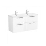 VitrA Root Flat Lavabo Dolabı, 120 cm, Dört Çekmeceli, Yuvarlak Lavabo, Parlak Beyaz