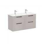 VitrA Root Flat Lavabo Dolabı, 120 cm, Dört Çekmeceli, Yuvarlak Lavabo, Parlak Sahra Beji