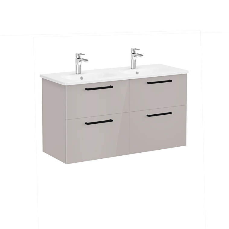 66285_01_cd9c1fcbb8e9c2186df1a1f2e9801cc8f583f364-1.jpg VitrA Root Flat Lavabo Dolabı, 120 cm, Dört Çekmeceli, Yuvarlak Lavabo, Parlak Sahra Beji - Görsel 1
