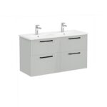 VitrA Root Flat Lavabo Dolabı, 120 cm, Dört Çekmeceli, Yuvarlak Lavabo, Parlak İnci Grisi