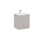 VitrA Root Flat Lavabo Dolabı, 60 cm, İki Çekmeceli, Köşeli Lavabo, Parlak Sahra Beji