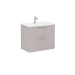 VitrA Root Flat Lavabo Dolabı, 80 cm, İki Çekmeceli, Köşeli Lavabo, Parlak Sahra Beji
