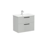 VitrA Root Flat Lavabo Dolabı, 80 cm, İki Çekmeceli, Köşeli Lavabo, Parlak İnci Grisi - Görsel 2