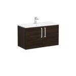 VitrA Root Flat Lavabo Dolabı, 100 cm, İki Kapaklı, Köşeli Lavabo, Ceviz