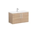 VitrA Root Flat Lavabo Dolabı, 100 cm, İki Kapaklı, Köşeli Lavabo, Doğal Meşe - Görsel 2
