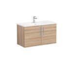 VitrA Root Flat Lavabo Dolabı, 100 cm, İki Kapaklı, Köşeli Lavabo, Doğal Meşe