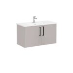 VitrA Root Flat Lavabo Dolabı, 100 cm, İki Kapaklı, Köşeli Lavabo, Parlak Sahra Beji