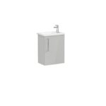 VitrA Root Flat Lavabo Dolabı, 45 cm, Bir Kapaklı, Dar, Köşeli Lavabo, Parlak İnci Grisi, Sağ