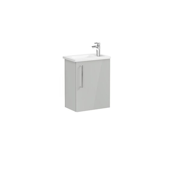 VitrA Root Flat Lavabo Dolabı, 45 cm, Bir Kapaklı, Dar, Köşeli Lavabo, Parlak İnci Grisi, Sağ