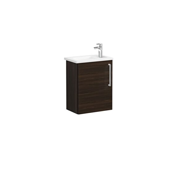VitrA Root Flat Lavabo Dolabı, 45 cm, Bir Kapaklı, Dar, Köşeli Lavabo, Ceviz, Sol