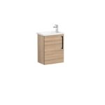 VitrA Root Flat Lavabo Dolabı, 45 cm, Bir Kapaklı, Dar, Köşeli Lavabo, Doğal Meşe, Sol - Görsel 2