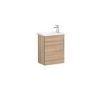 VitrA Root Flat Lavabo Dolabı, 45 cm, Bir Kapaklı, Dar, Köşeli Lavabo, Doğal Meşe, Sol