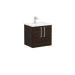 VitrA Root Flat Lavabo Dolabı, 60 cm, İki Kapaklı, Köşeli Lavabo, Ceviz - Görsel 2