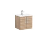 VitrA Root Flat Lavabo Dolabı, 60 cm, İki Kapaklı, Köşeli Lavabo, Doğal Meşe - Görsel 2