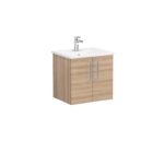 VitrA Root Flat Lavabo Dolabı, 60 cm, İki Kapaklı, Köşeli Lavabo, Doğal Meşe - Görsel 3