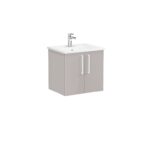 VitrA Root Flat Lavabo Dolabı, 60 cm, İki Kapaklı, Köşeli Lavabo, Parlak Sahra Beji
