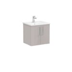 VitrA Root Flat Lavabo Dolabı, 60 cm, İki Kapaklı, Köşeli Lavabo, Parlak Sahra Beji - Görsel 5