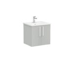 VitrA Root Flat Lavabo Dolabı, 60 cm, İki Kapaklı, Köşeli Lavabo, Parlak İnci Grisi